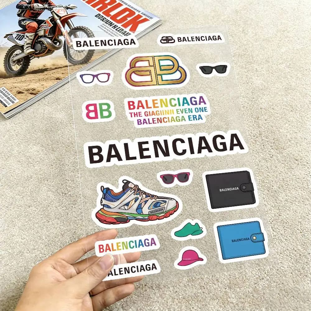 Poster B-a-len-cia-ga Reflective Motorcycle Stickers Waterproof Vinyl Decals For Motorbike Helmet Fuel Tank Bike