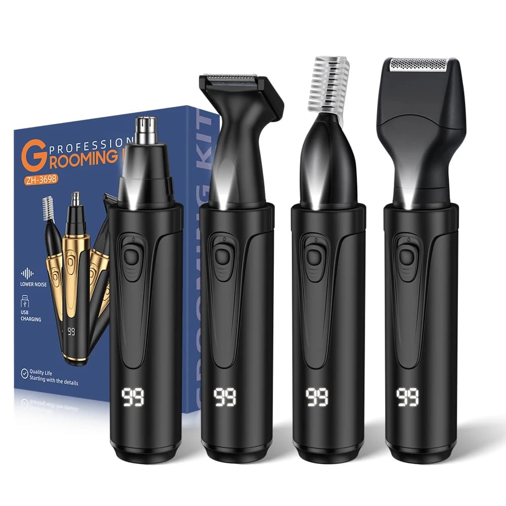 Tagliacapelli elettrico multifunzionale per naso quattro in uno con ricarica USB, tagliacapelli per barba, tagliabasette, rasoio elettrico