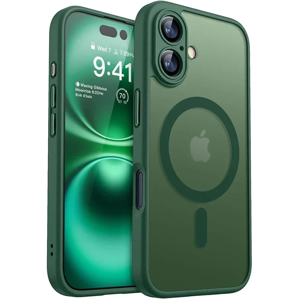 Shockproof case with translucent opaque magnetic armor for iPhone 17 16 15 14 13 12 11 Pro Max Plus Magsafe Wireless Charge Cover2026