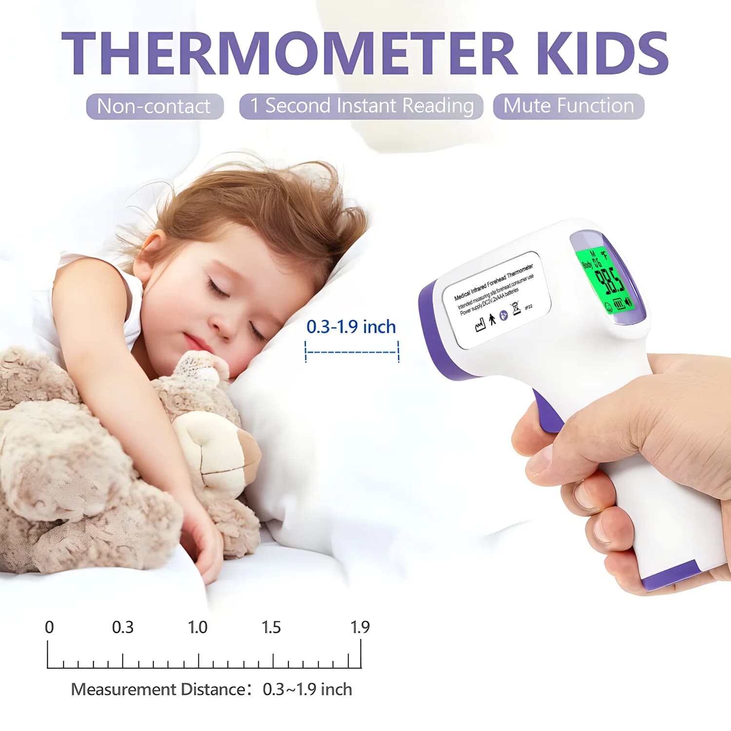 Contactless IR Thermometer Quick Measure Light or portable medical equipment with fingertip Monitoring Pulsossimeter SpO2 PR