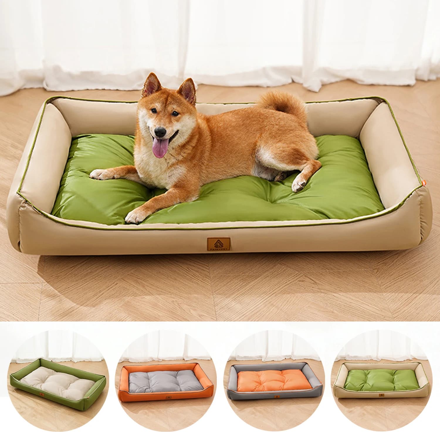 Color-blocked Square Small Cat Kennel for Medium Dog Bed Cushion Summer Cooling Dog Sofa Kennel Accessories