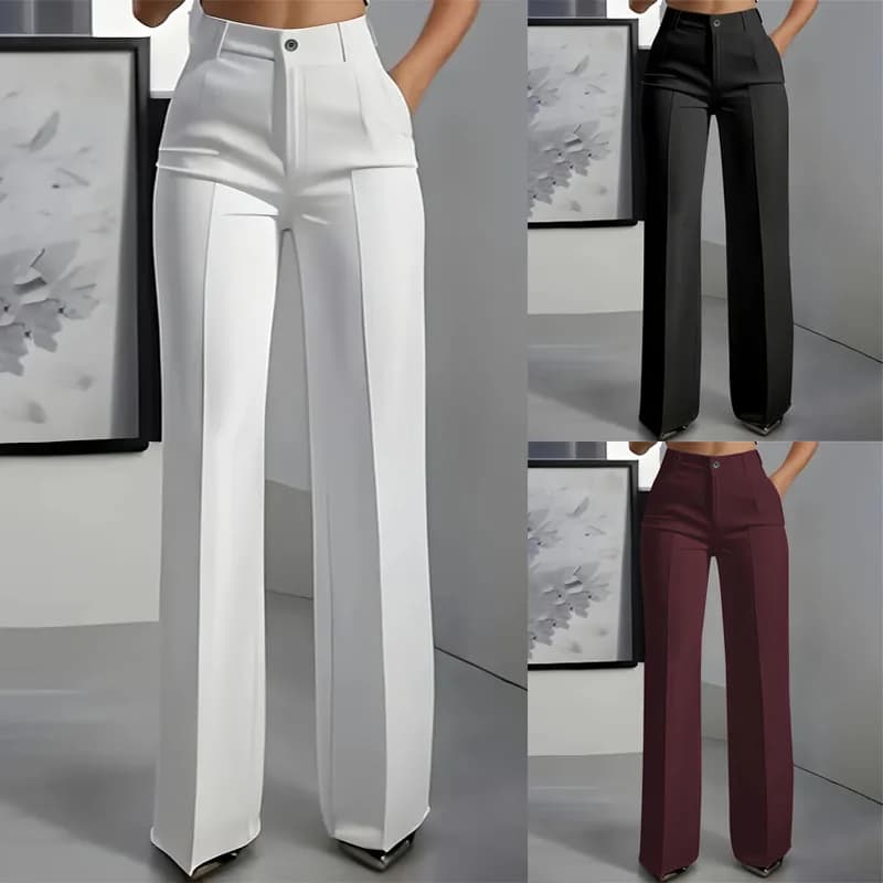 Pantaloni da donna semplici a vita alta, drappeggiati, taglio dritto transfrontalieri europei e americani del 2025 delle nuove donne