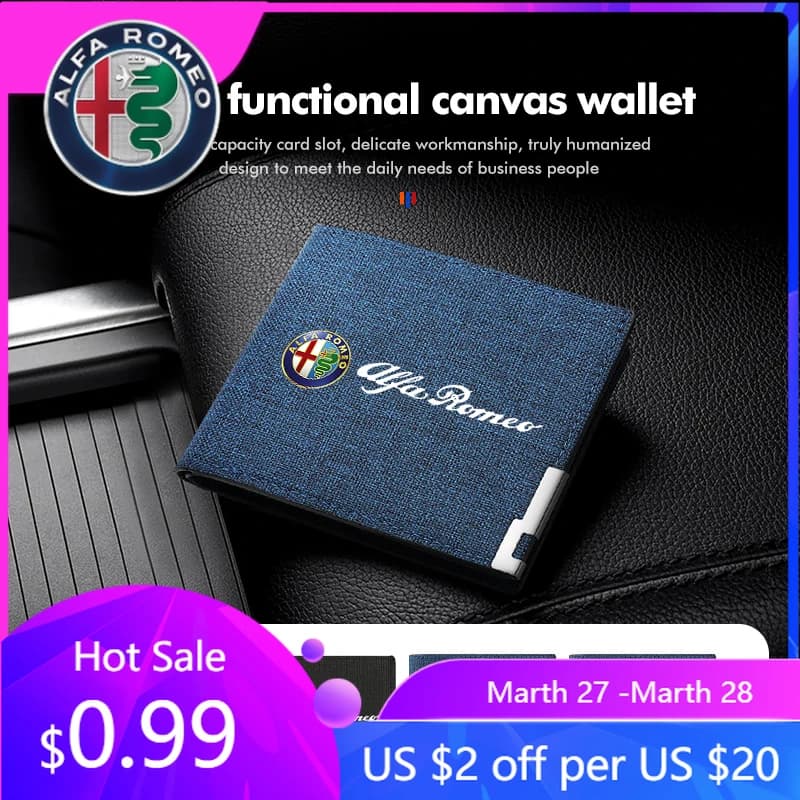 Portafoglio in tela per uomo Alfa Romeo, porta carte di credito, portamonete, porta documenti per Alfa Romeo 159 Giulietta Giulia 147 Mito 156 15
