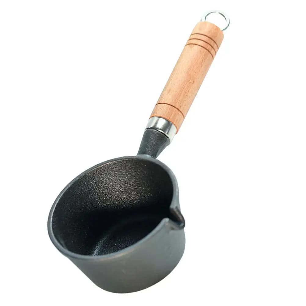 Mini Padella Multifunzione in Ferro con Manico in Legno per Sciogliere Burro, Cioccolato, Formaggio, Latte, Olio e Cera