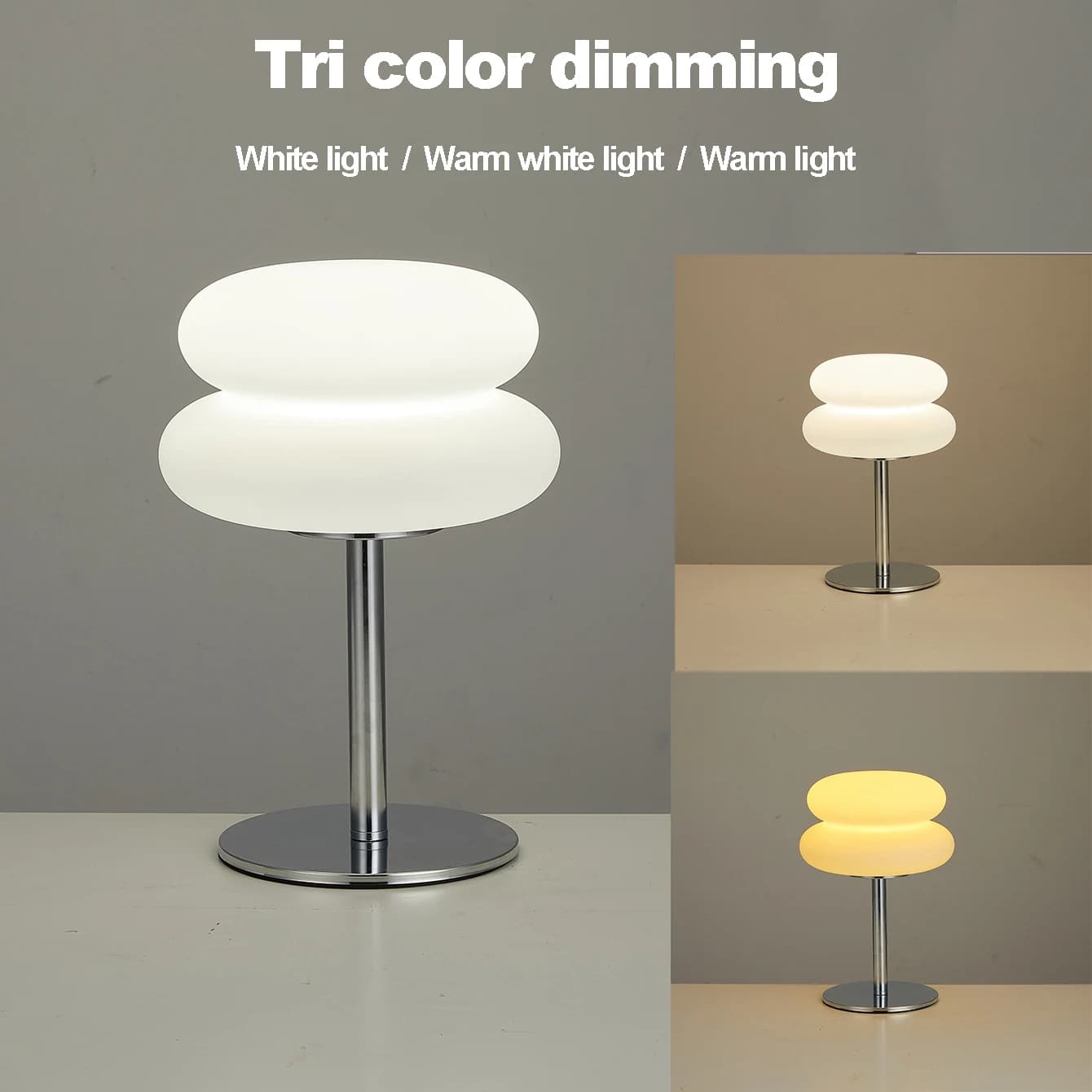 Bauhaus table lamp lampshade in plastic bedroom bedside table living room lamp fungus Nordic brightness at 9 levels attenuation ambient light