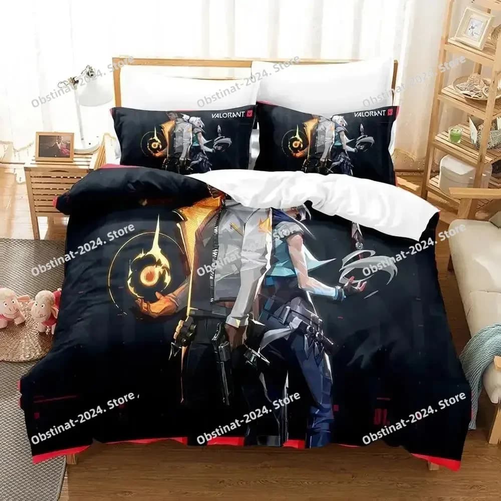 Gioco 3d Jett Valorant Set biancheria da letto Copripiumino Completo Queen King Size Federa Letto Stampato Set letto Aldult Camera da letto per bambini Singolo Twin