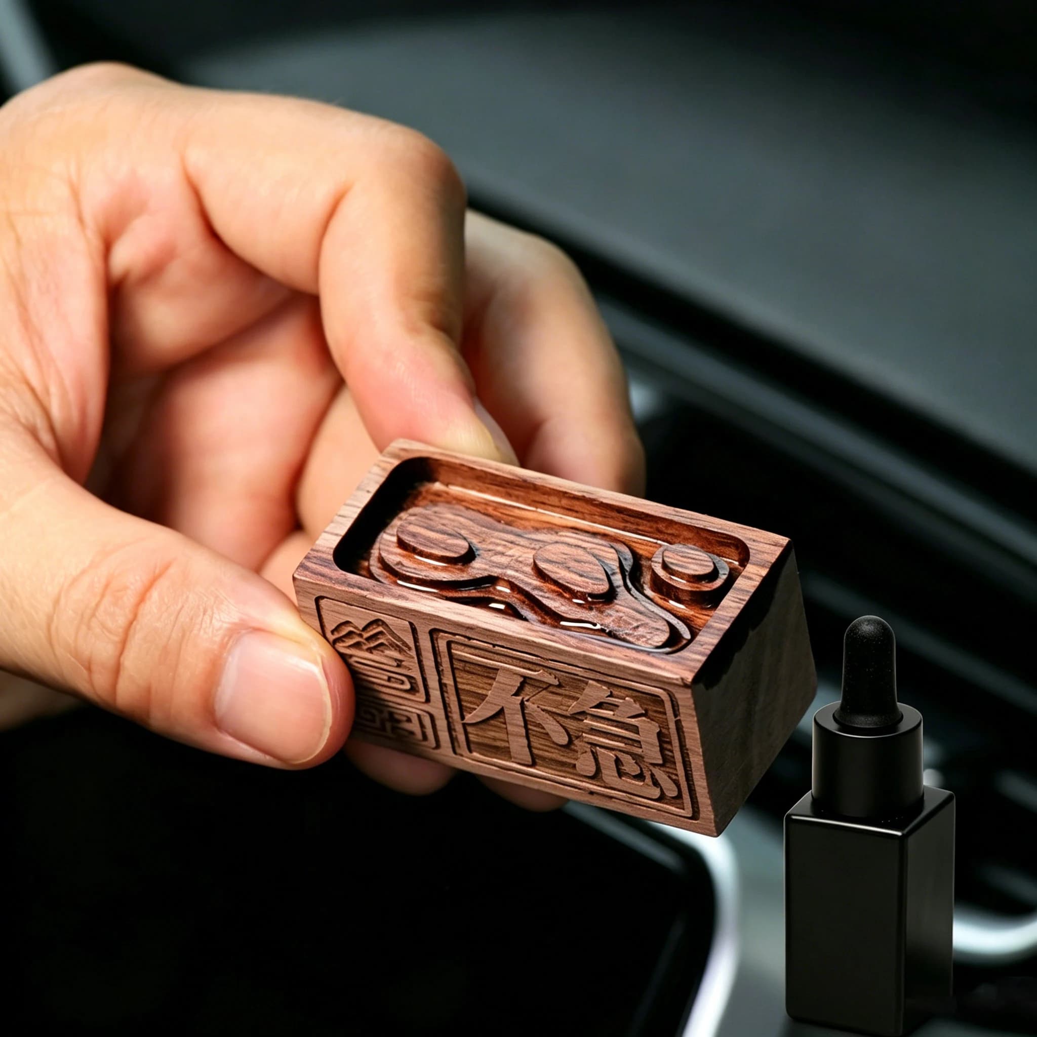 1Pc Natural Black Walnut 3D Diffuser Wood Car Air Vent Clip Essential Oil Aroma Freshener Auto Interior Aromatherapy Ornament