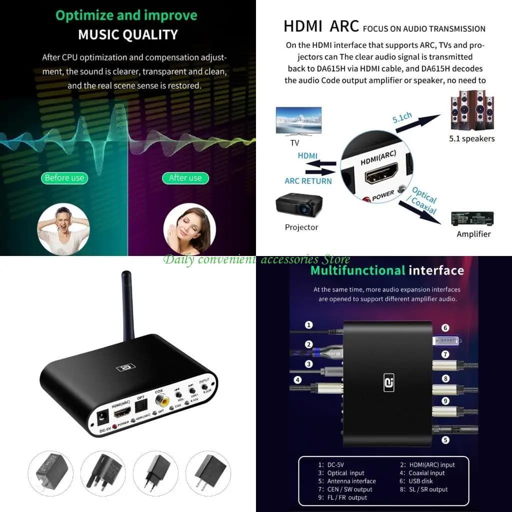 Adattatore 97QB 5.1CH Sistema RTOS ottico coassiale SPDIF compatibile con