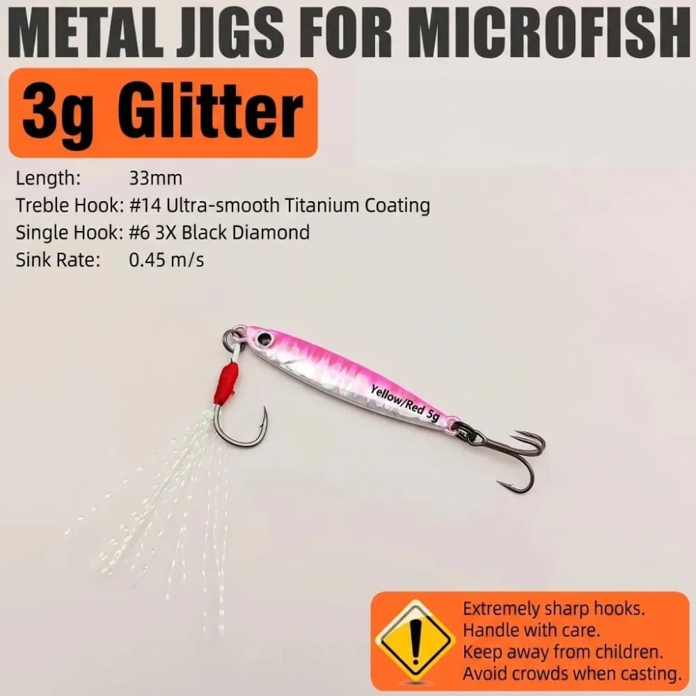 3g Weight Mini VIB Fishing Lure Artificial Bait Metal Material Micro Iron Plate Treble Hook 5g Weight Metal Jig Bait