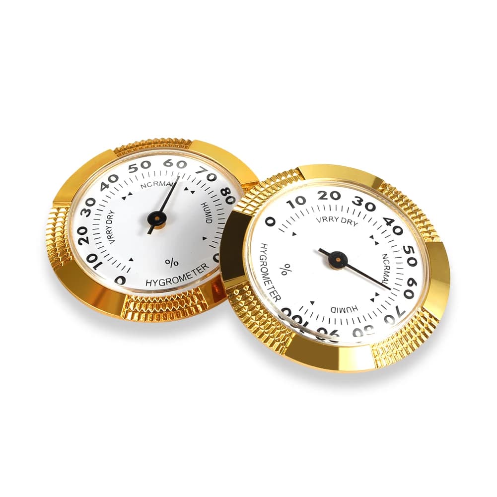 GALINER Igrometro per sigari tascabile Accessori per sigari rotondi in oro Mini igrometro umidificatore di misurazione accurata per umidificatore