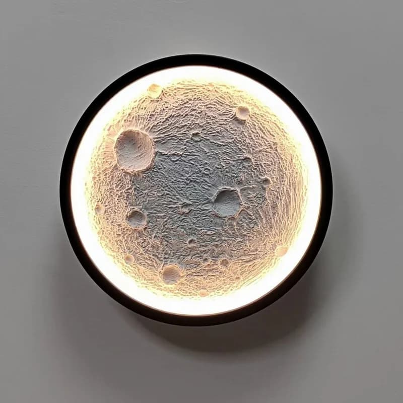 Lampada da parete a LED rotonda lunare per interni, soggiorno, camera da letto, comodino, decorazione, illuminazione, lampada da soffitto creativa per la camera dei bambini