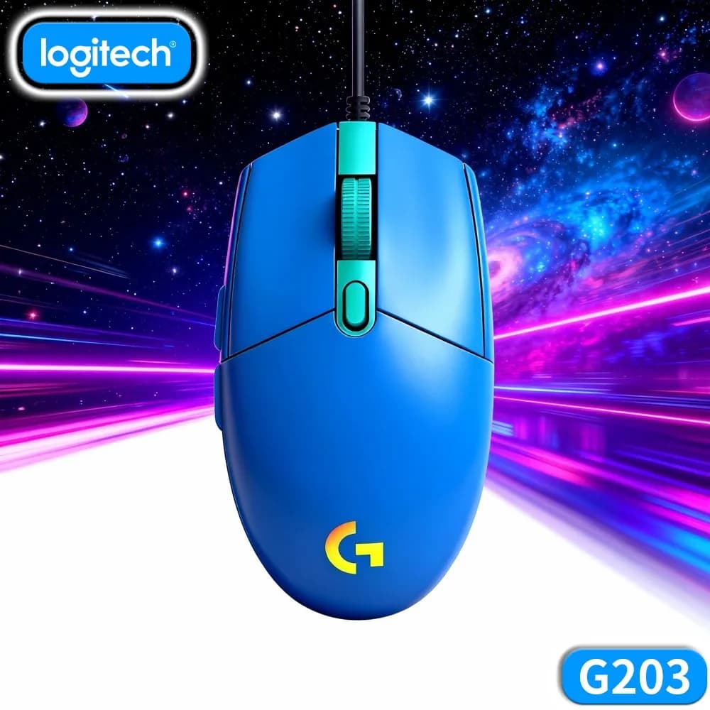 Logitech G203 Wired Gaming Mouse Easy Plug‑In Config Dynamic RGB Variable Sensitivity USB Plug‑And‑Play Pc Desktop