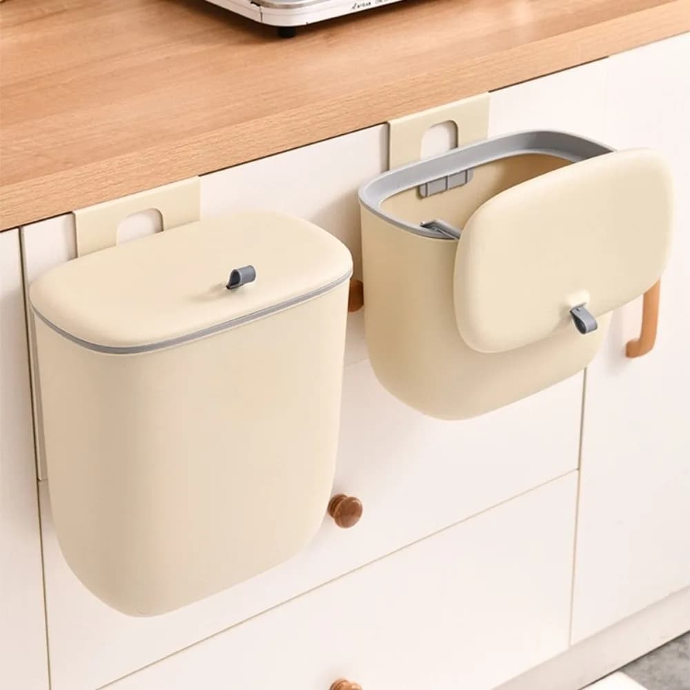 8/12L Kitchen Garbage Can Wall-Mounted Designed Storage Waste Trash Can with Lid Toilet Storage Bin Home Kitchen Bathroom Use