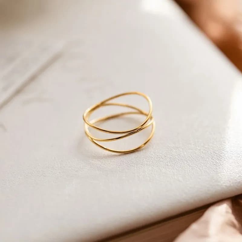 Wedding ring with 3 layers stainless steel ring for woman girl size 5-10