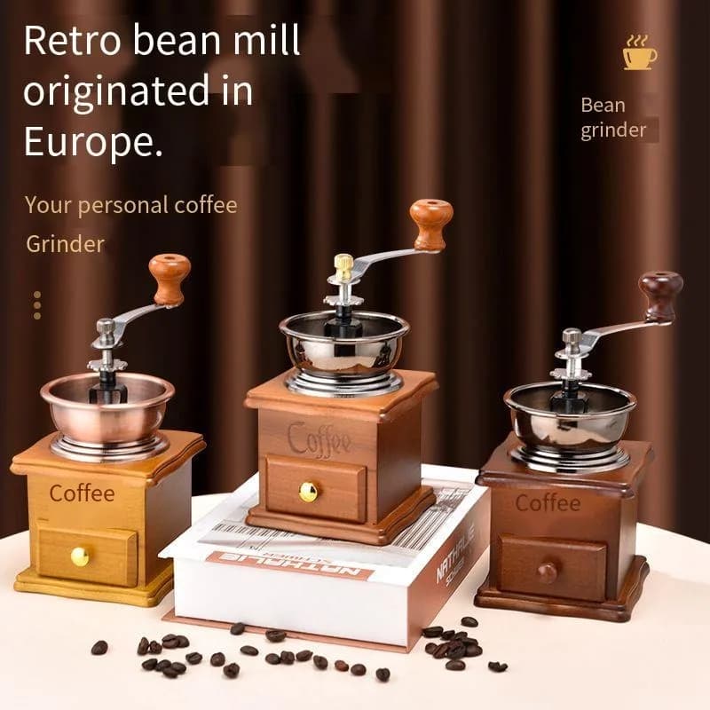 Mini RetroManualCoffee GrinderPortableHandCrank BeanCompact Household Coffee Maker Adjustable Coarseness Hand Grinding