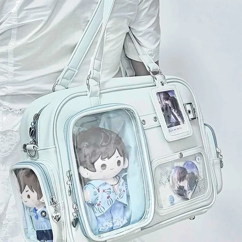 Borsa a tracolla trasparente multitasche, borsa tote alla moda per concerti, zaino da studente con cerniera, borsa portaoggetti.