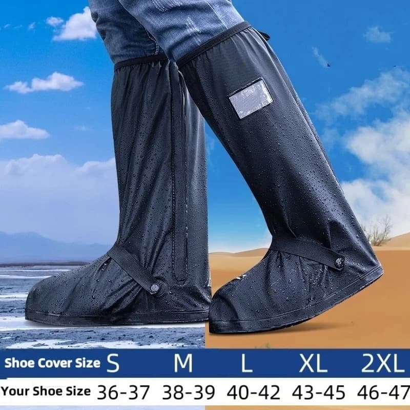 High Tube Waterproof Anti-Slip Rain Shoes Cover Cycling Boot Pant Cover Overshoes Reusable Rain Snow Dust Shoes Pant Protector