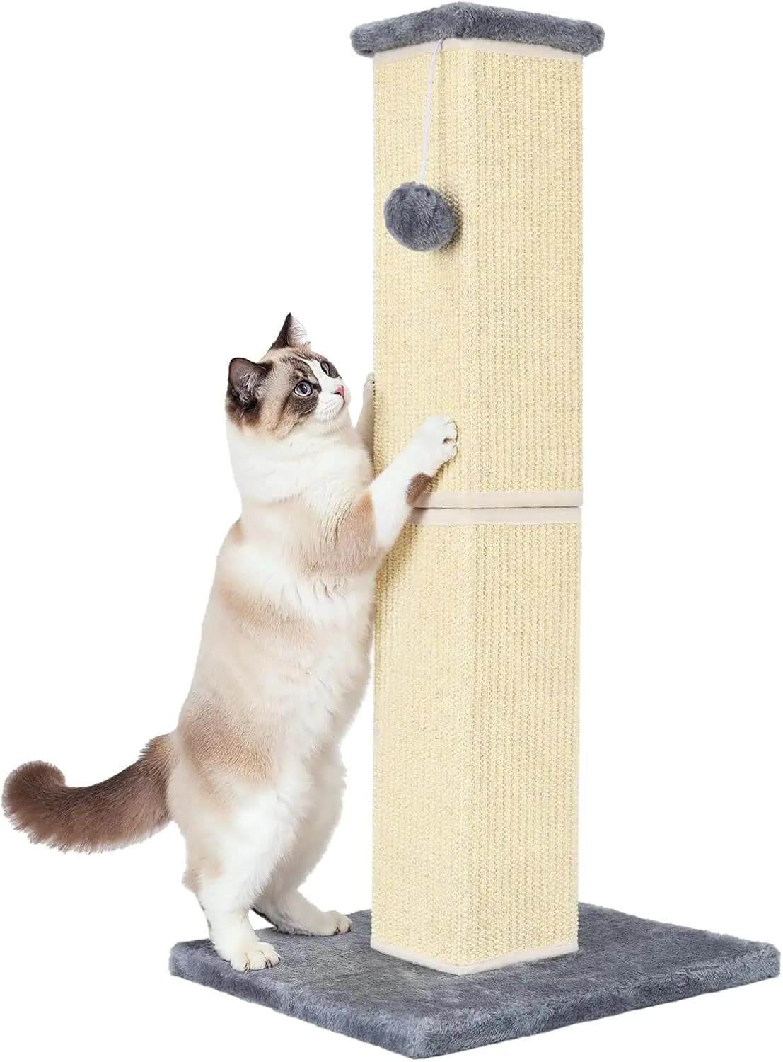 Tiragraffi per Gatti da Interno di 81 cm di Altezza, Robusto Tiragraffi in Sisal con Base Stabile per Proteggere i Mobili, Grigio