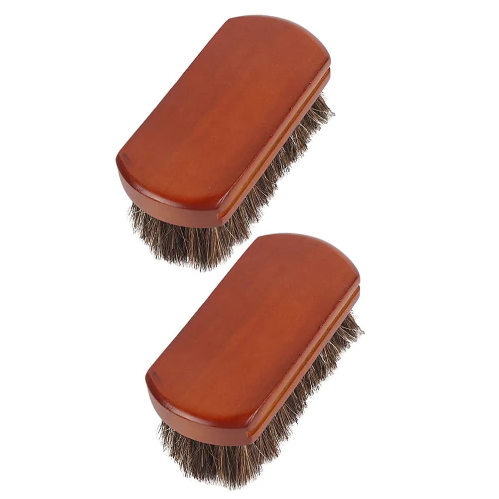 Set di 2 Spazzole Professionali in Crine di Cavallo per Scarpe, Applicatore di Lucido, Spazzola per Pulizia Non Danneggiante con Setole Morbide, Pulitore per Stivali