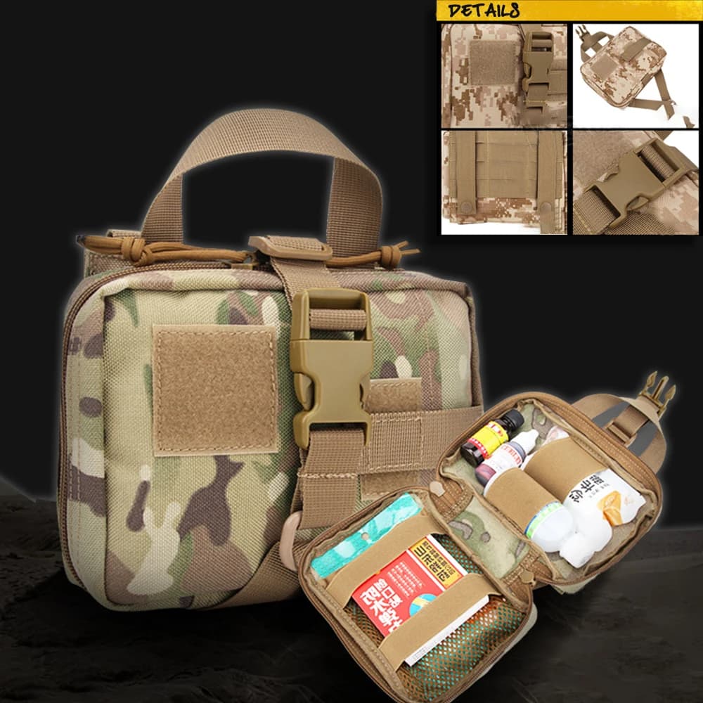 Custodia medica tattica Molle Kit di pronto soccorso portatili EMT Gear EDC Kit per traumi di archiviazione di medicinali Tasca per caccia Pesca Campeggio