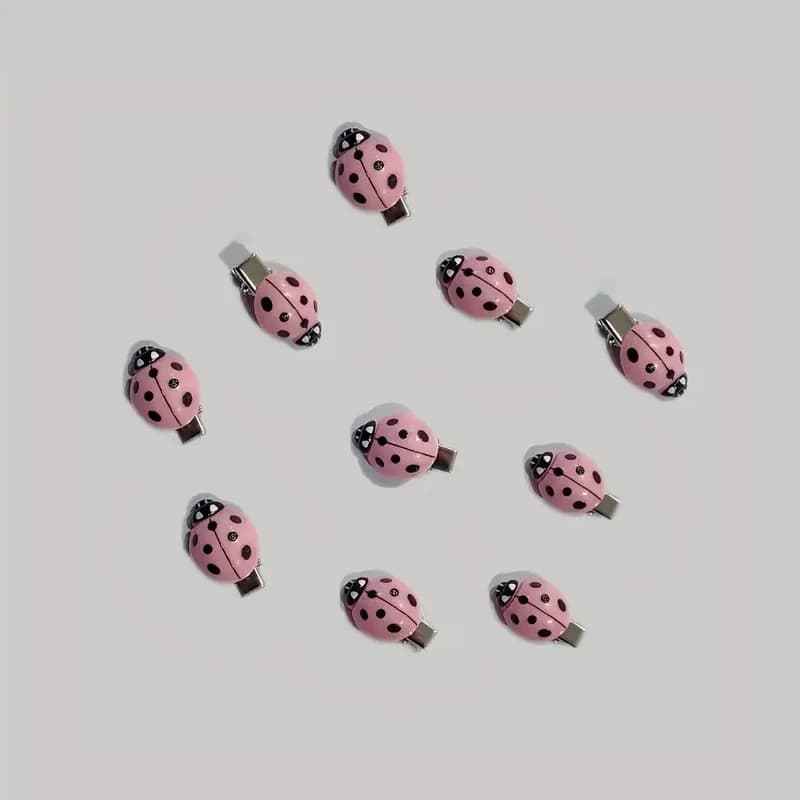 New 10Pcs Cute Simulated Ladybug Hair Clips Creative Animal Shaped Hair Accessories For Daily Hair Decoration