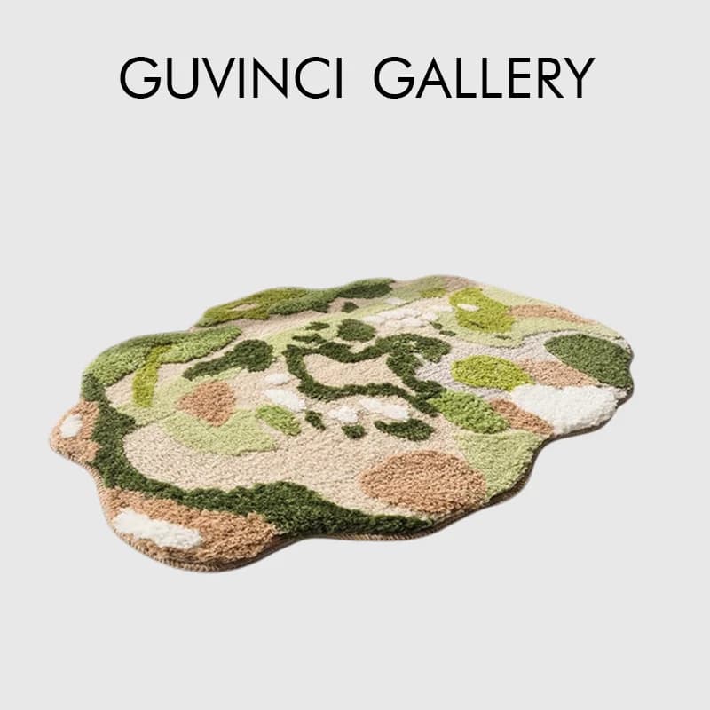 GUVINCI Small Forest Island Design 3D Tufting Carpet Super Soft Plush Area Rugs Non-Slip Mat For Living Room Doorway Bathroom
