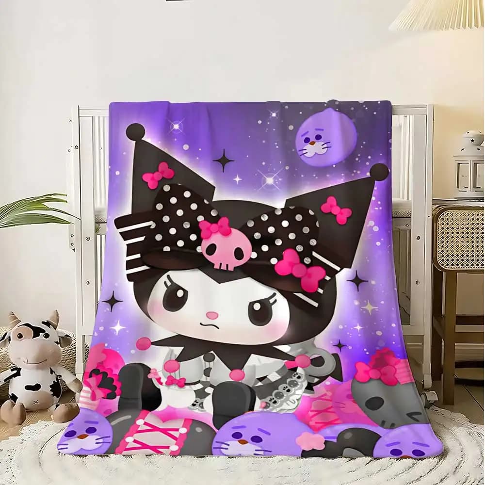 Decorazione della camera da letto Coperta con cuscino Kawaii Kuromis per soggiorno Coperte invernali calde per la casa Copriletto sul divano letto Ginocchio