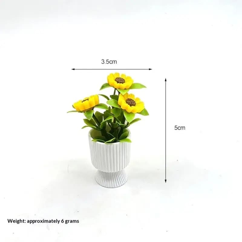 Micro Landscape Garden Scene Photo Props Miniature Sunflower Potted Plant Ornament 1/12 Dollhouse Decoration Model Toy