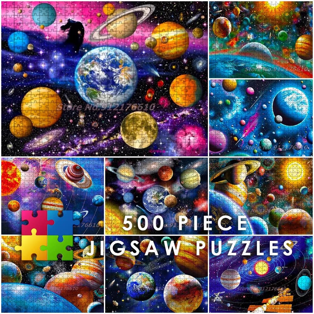 Puzzle 500 Pezzi Scenari dell'Universo, Via Lattea e Pianeti, Puzzle Creativo Fai-da-Te in Carta, Giocattoli Educativi Antistress per Bambini