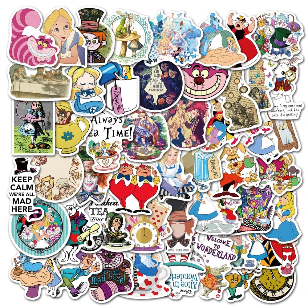 10/30/50pcs Classico Disney Alice nel Paese delle Meraviglie Adesivi Cute Cartoon Girl Decalcomanie FAI DA TE Cancelleria Notebook Telefono Anime Adesivo Giocattolo
