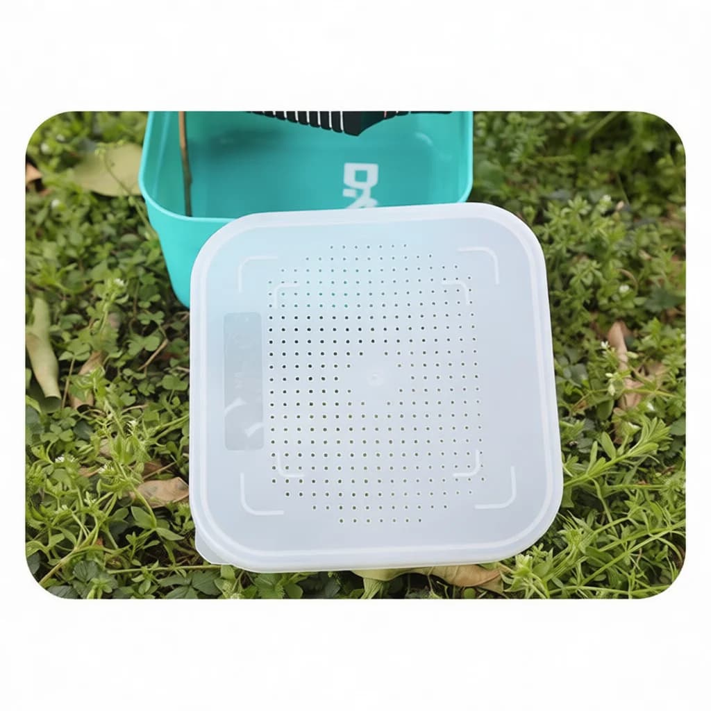 Fishing Bait Box With Drain Basket Breathable Live Worm Storage Case For Carp Fishing Tackle Gear Outdoor Supplies