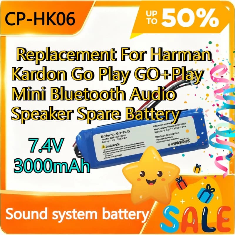 CP-HK06 3000mAh 7.4V Battery Replacement For Harman Kardon Go Play GO+Play Mini Bluetooth Audio Speaker Spare Battery