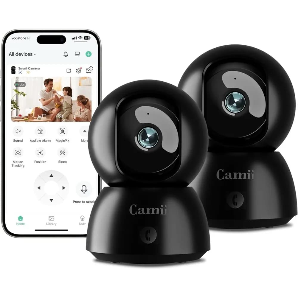 Telecamera per interni, telecamere per animali domestici 2K per la sicurezza domestica Wi-Fi dual band (2,4/5 g), telecamera di sicurezza con app per telefono, archiviazione su scheda SD 24 ore su 24, 7 giorni su 7, 2-