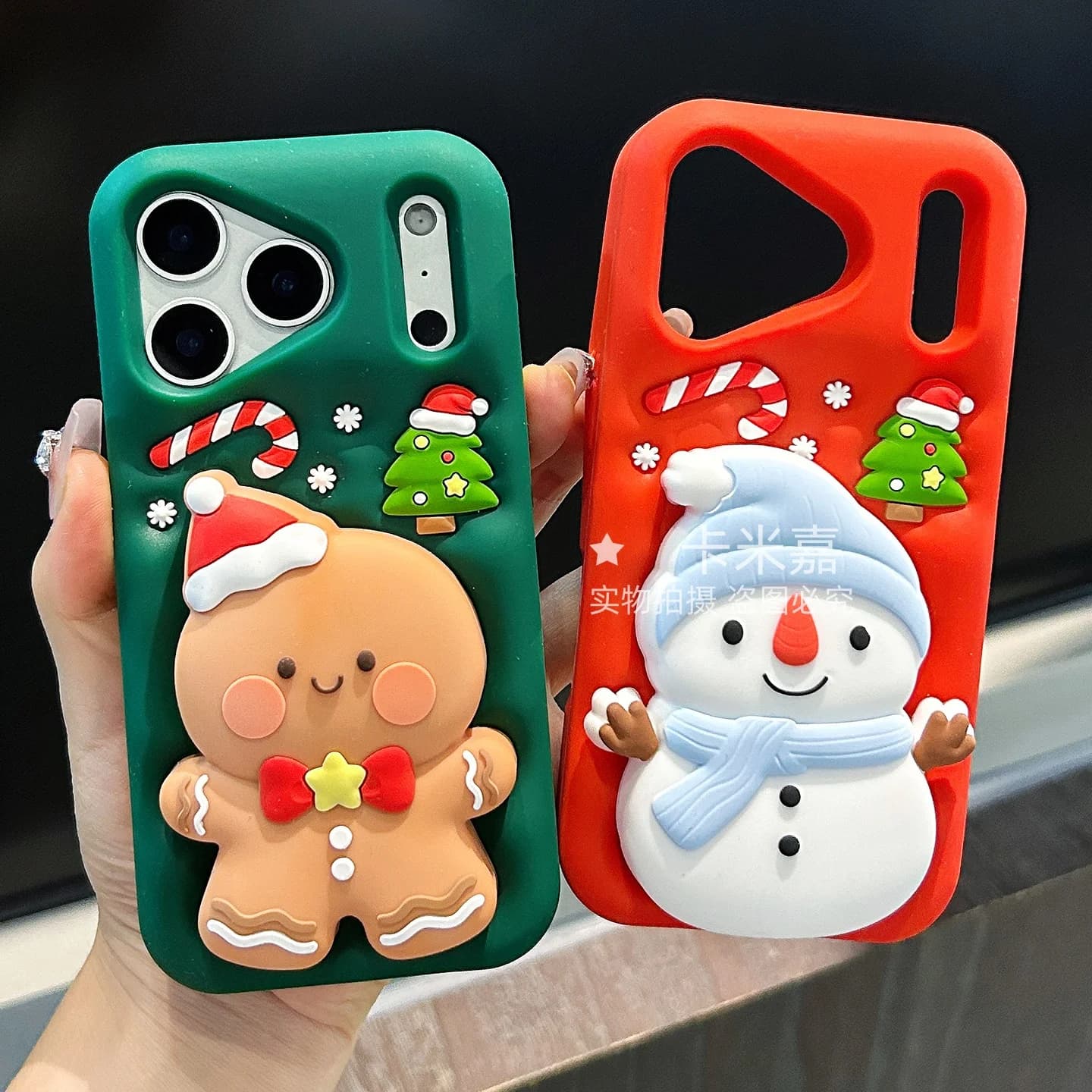 Winter 3D Christmas Snowflake Gingerbread Man Stand Nice Phone Case for iPhone 17 AIR 16 15 14 13 Pro Max Plus Y2K Cover