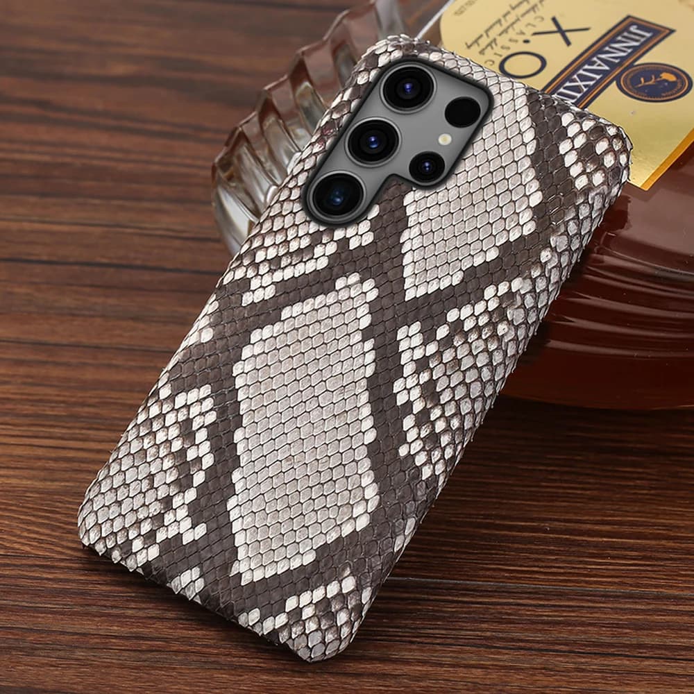 Custodia per telefono in vera pelle di pitone per Samsung Galaxy S26 S23 S22 S24 S25 Ultra S21 Plus A57 A56 A55 5G, Cover di lusso in pelle di serpente