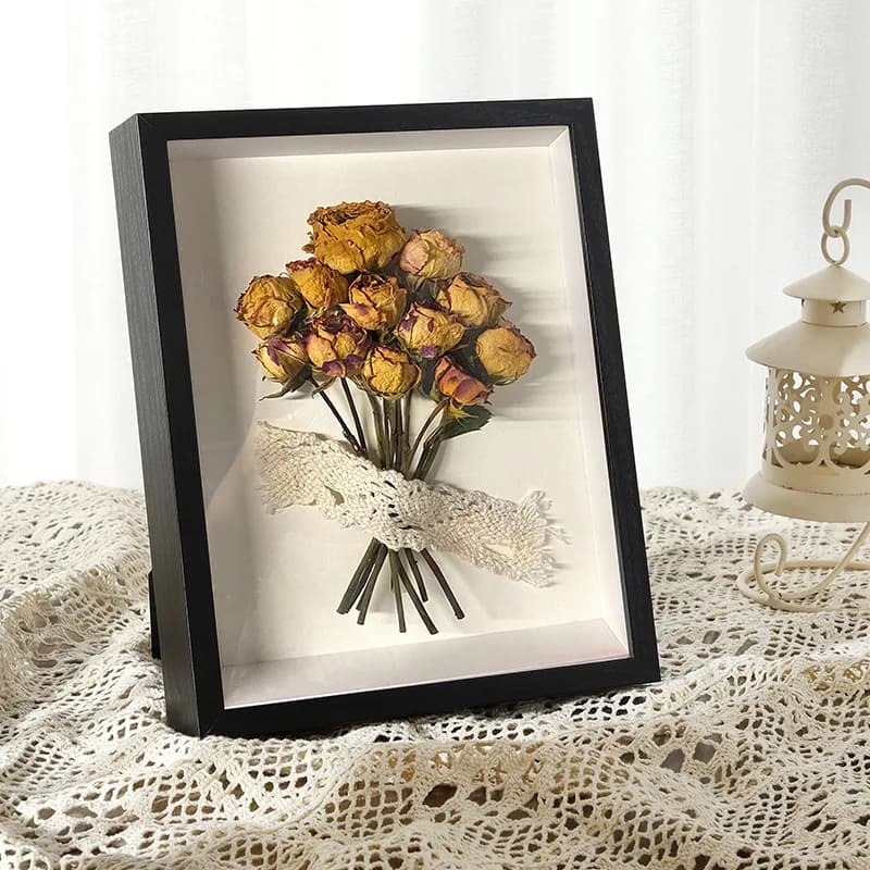 Wooden photo frame with shadow box, depth 3 cm, to display three-dimensional works, frame for Nordic wooden photo DIY