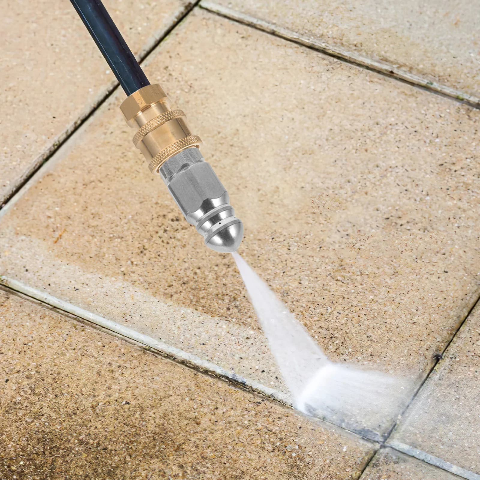 Set di 1 ugello per irrigazione da giardino ad alta pressione, ugello per tubo da giardino regolabile in acciaio inossidabile, potente strumento per la pulizia.