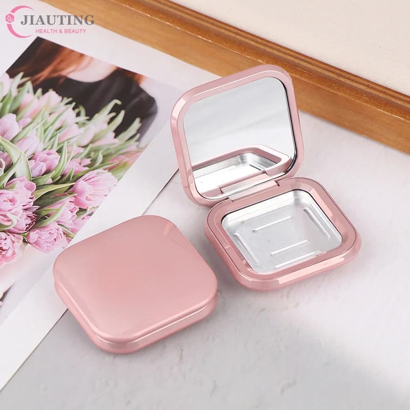 Tablet for Cosmetics with Empty Magnetic Buckle Pink Square Umbrella Fard DIY Makeup Box Fard High Gloss Lipstick Box