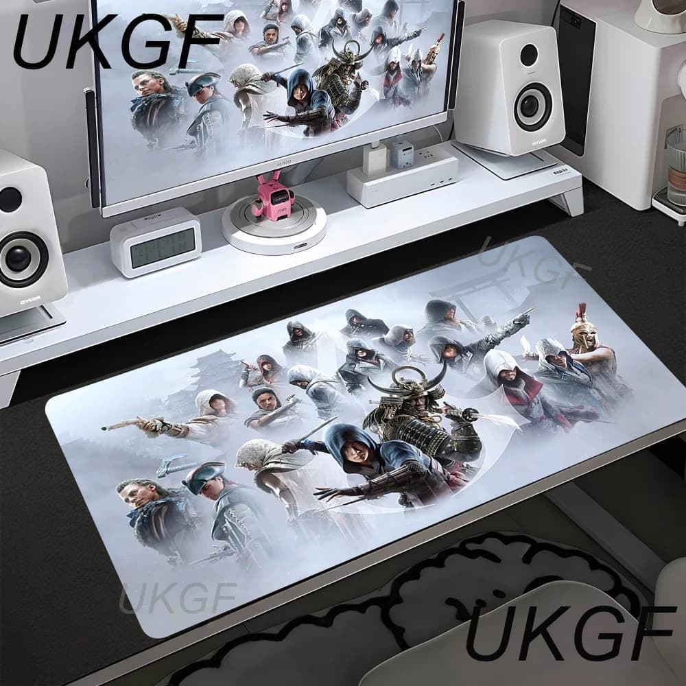 Tappetino per mouse per giochi per computer, tappetino per mouse Assassins Creed, tappetino da scrivania XXL per ufficio, tessuto traspirante, tappetini da scrivania in gomma antiscivolo