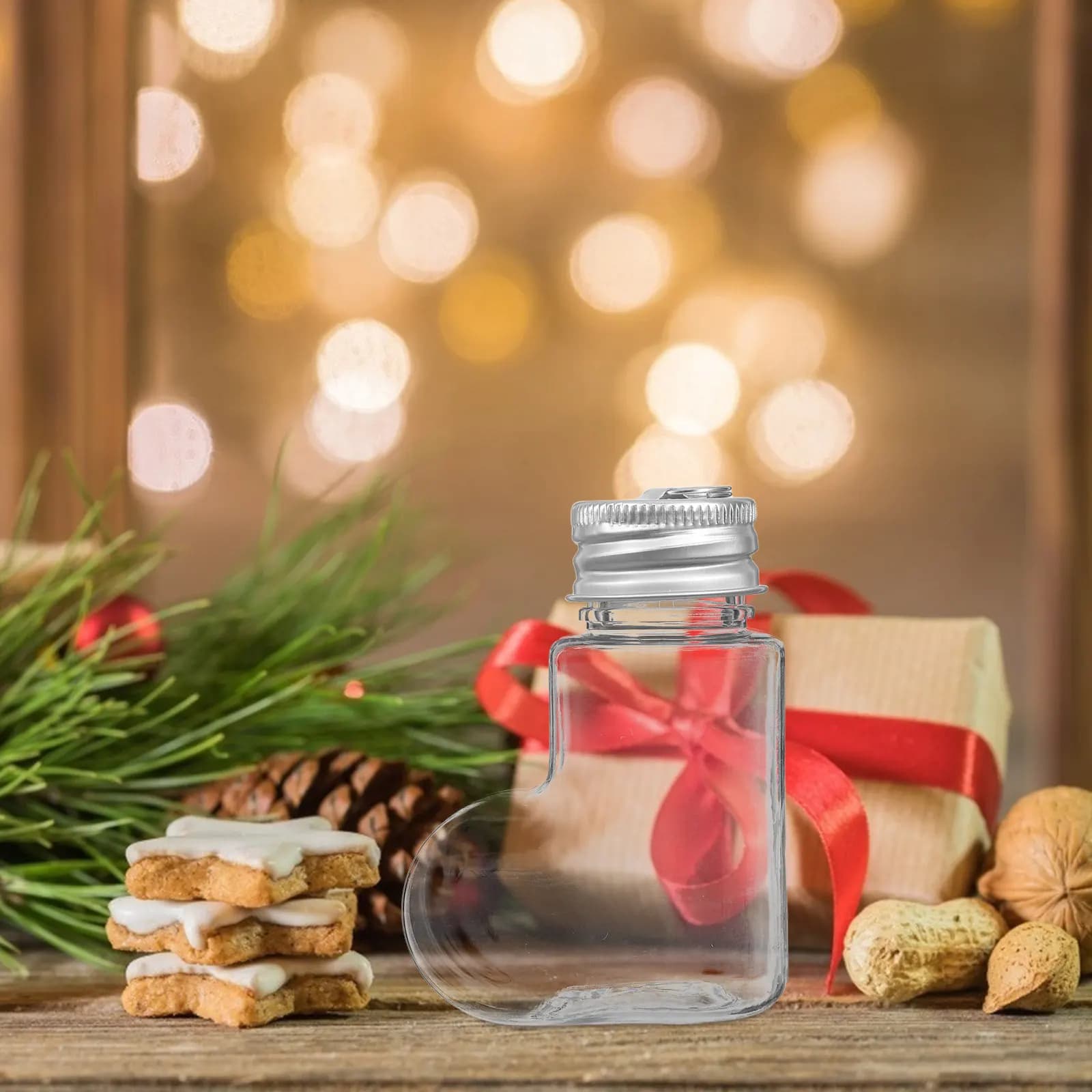 20Pcs Clear Plastic Sock Ornament Bottles 50Ml Fillable Hanging Christmas Tree Decorations DIY Wishing Bottle Holiday Party