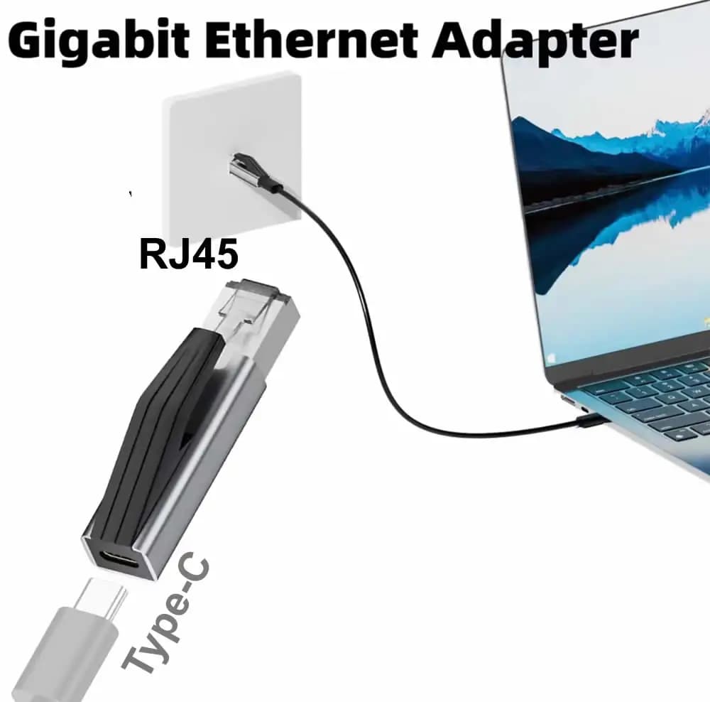 Adattatore da Type-C a Ethernet, Hub di Rete Portatile da 1Gbps Gigabit RJ45 a USB-C per MacBook Pro/Air, Telefono, XPS, Switch, Router