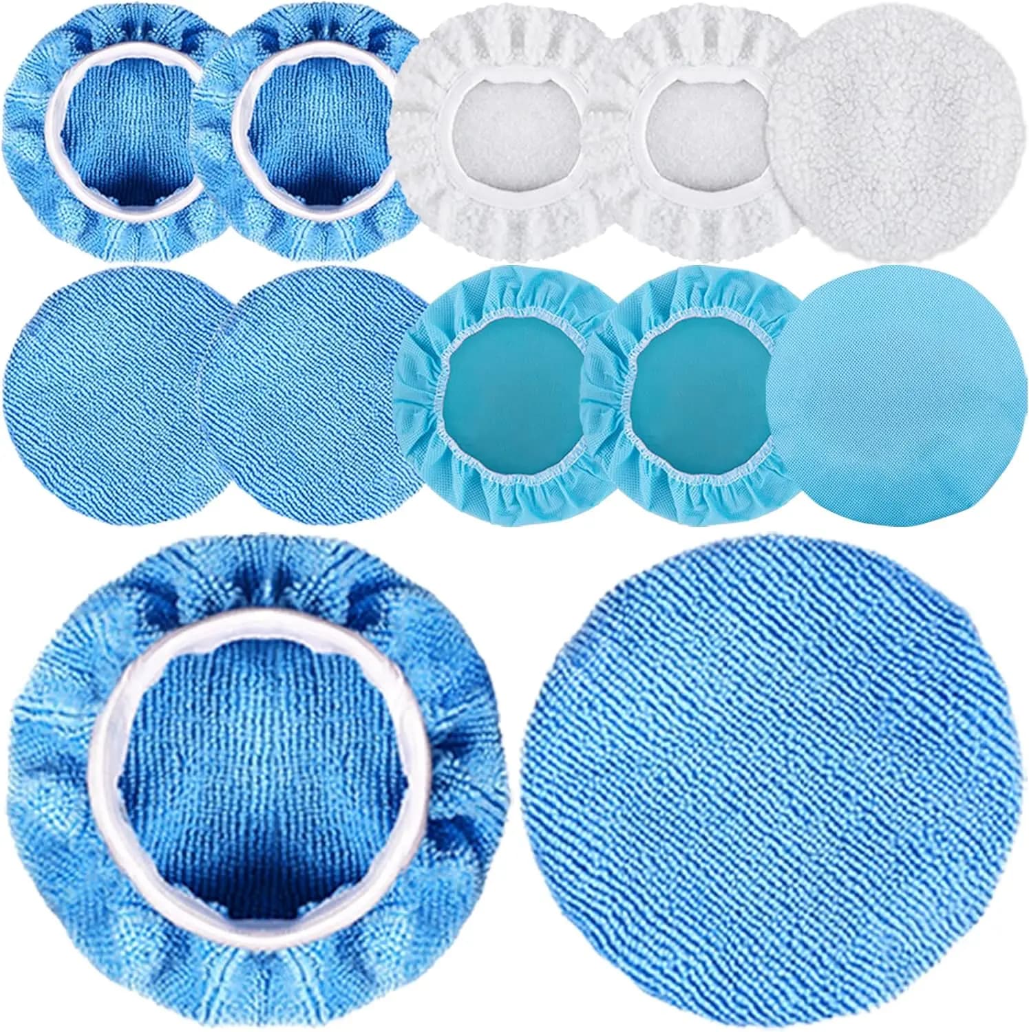 Set di 12 Cuscinetti per Lucidatura Auto da 5-6 Pollici - Tamponi in Microfibra per Ceratura e Lucidatura