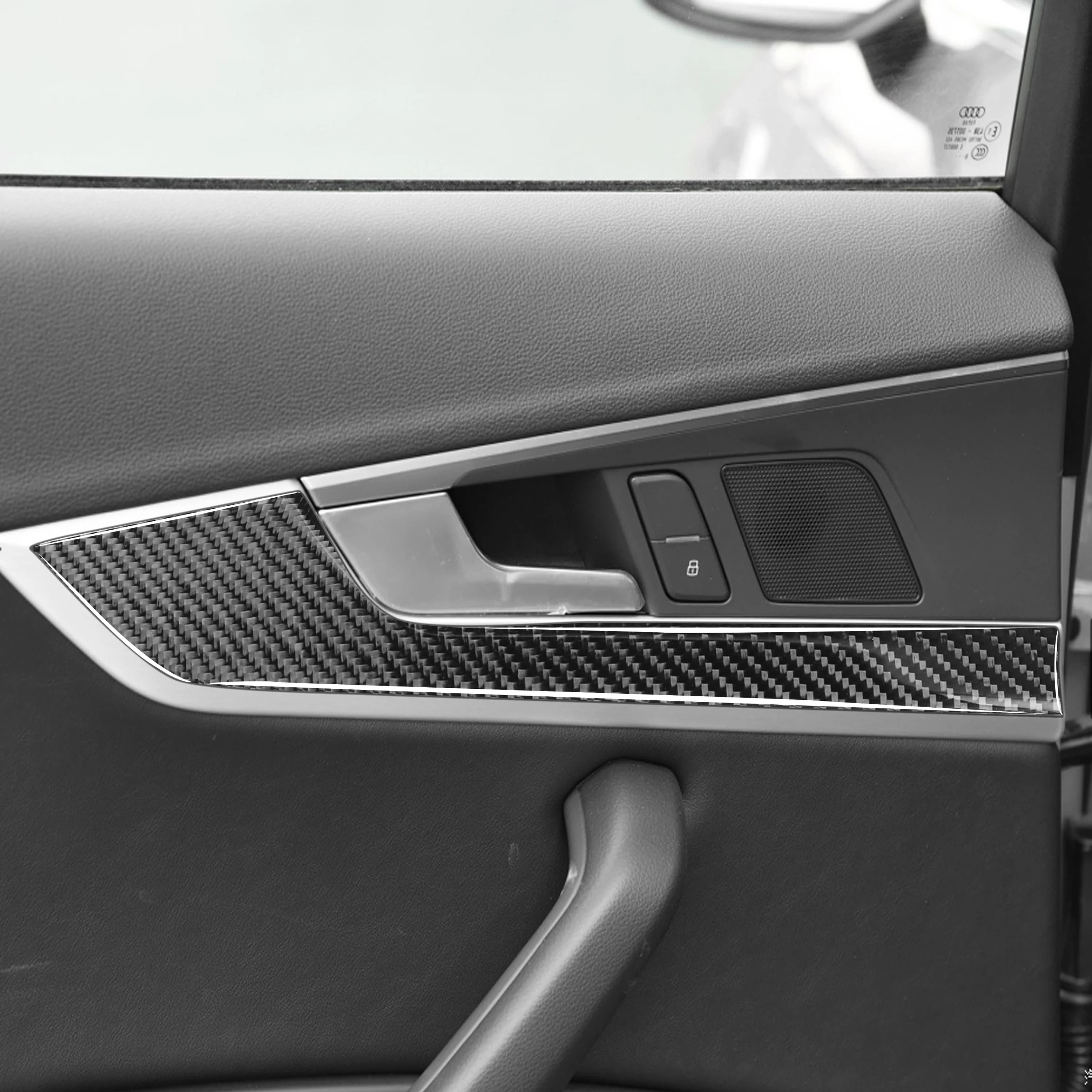 For Audi A4 A5 B9 2017-2024 Real Carbon Fiber Front Rear Interior Door Panel Decorative Cover Panel Accessories Auto Adhesive Decoration
