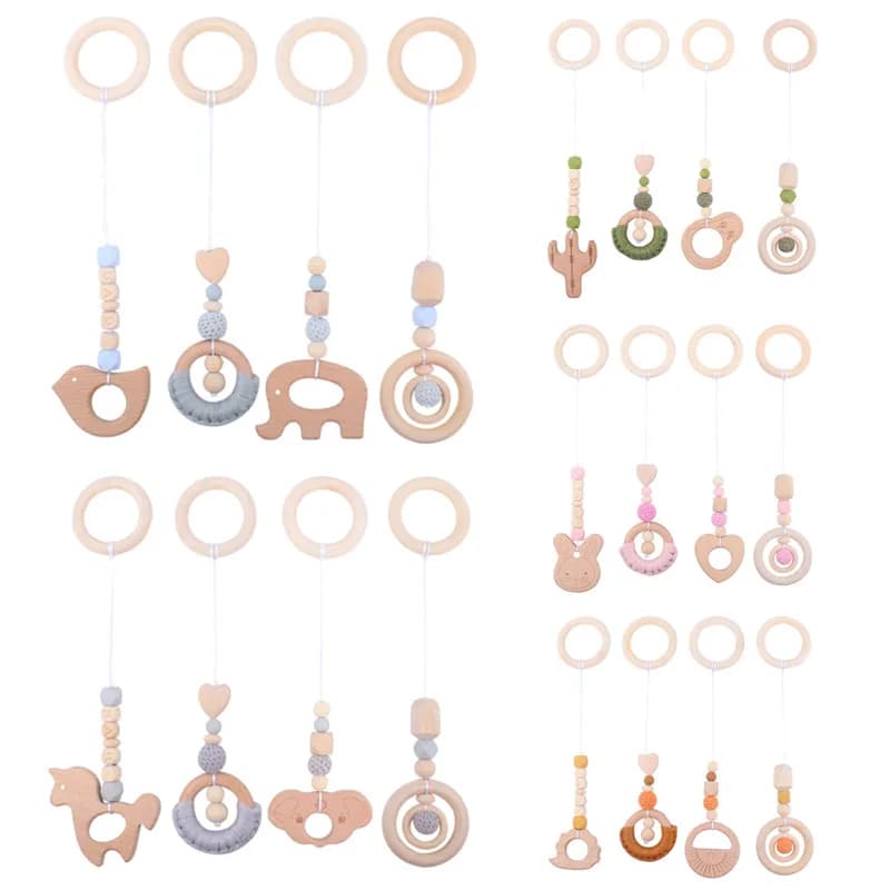 1 Set Baby Play palestra telaio appeso giocattoli presepe passeggino Mobile sonaglio legno sonaglio giocattoli per neonato Fitness Rack giocattolo educativo