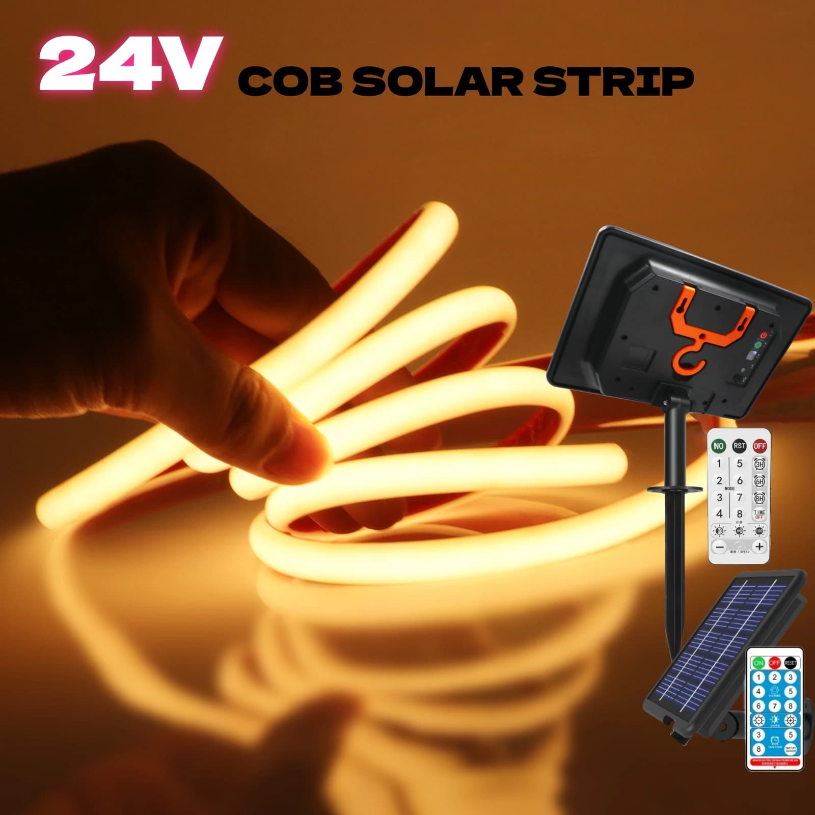 Strisce al neon COB solari Luci LED dimmerabili 24V IP68 Impermeabile per esterni 320LDs/M Illuminazione lineare RA90 Nastro flessibile ad alta densità