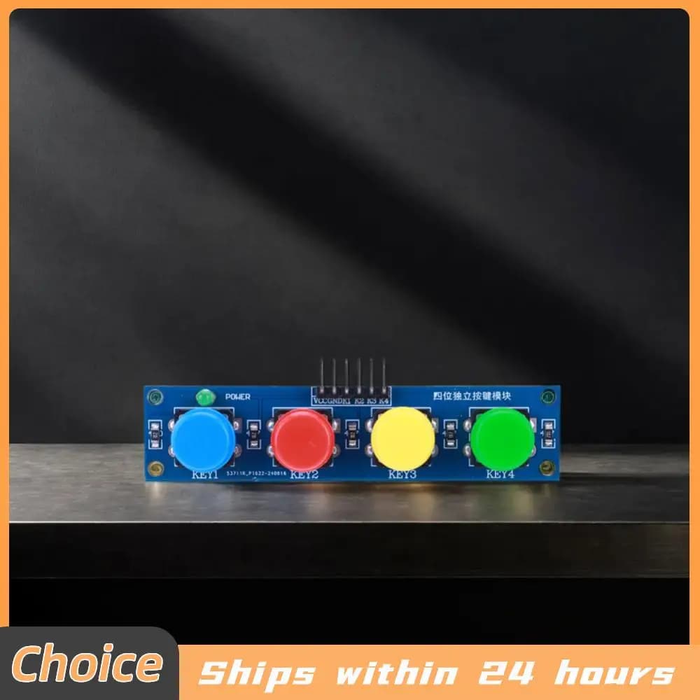 Keyboard module with 4 independent buttons, touch button module with hat and LED indicator for Arduino or Raspberry Pi