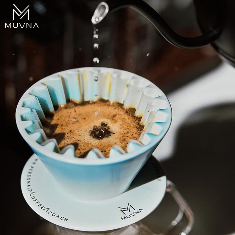 MUVNA Tazza con filtro a cono di caffè prodotta a mano/Cono riutilizzabile per la preparazione del caffè/Filtro per caffè antigoccia in ceramica Caffettiera a tazza singola 2/4 tazze