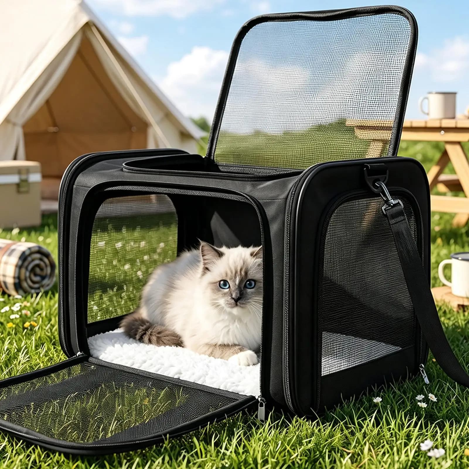 Dog Soft-Sided Carriers Pet Outdoor Transport Bag With Shoulder Strap Breathable Kitten Carrier For Adventure Travel Daily