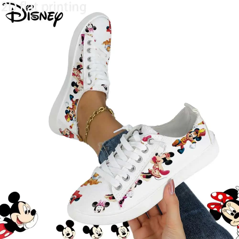 Sneakers in canvas with Disney Mickey & Minnie Mouse Carnival print – Low casual shoes with women's laces