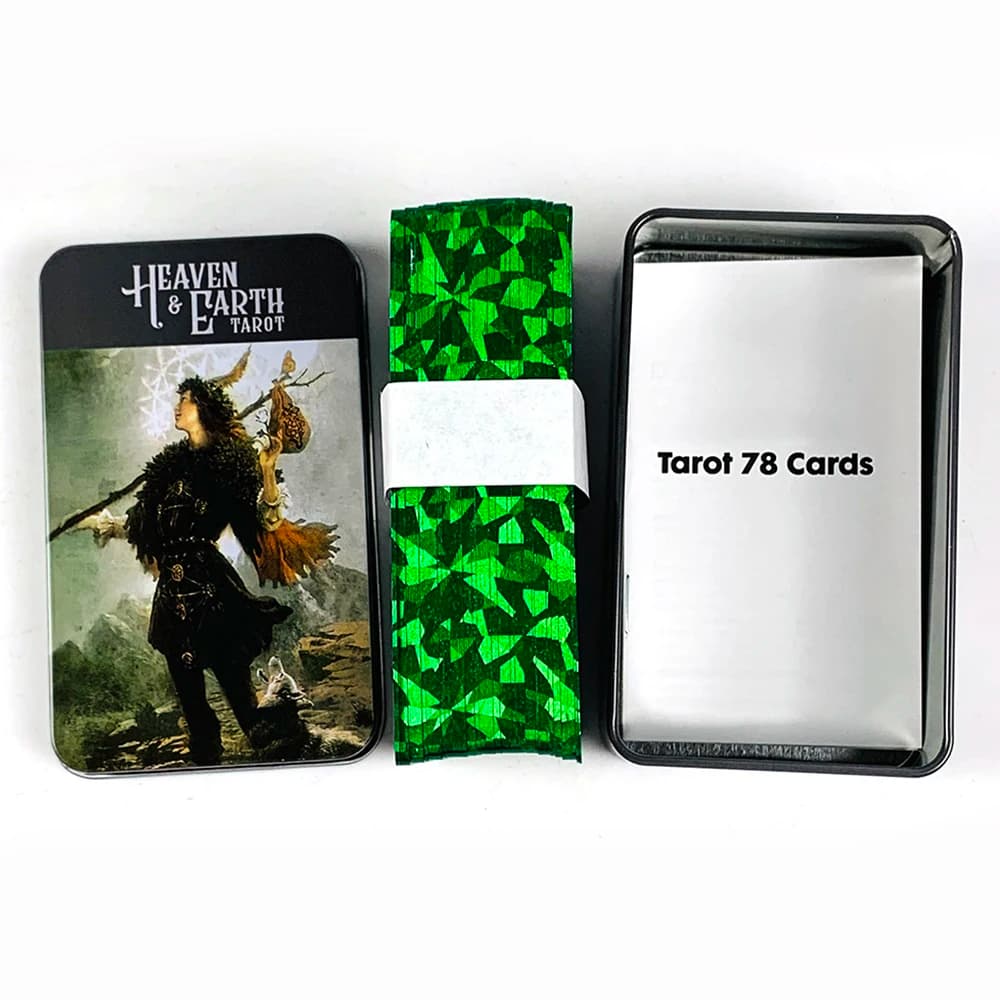 Heaven & Earth Tarot in a Tin Metal Box High Quality 78 Cards Gilded Edge with Paper Guidebook , Ideal for Divination & Gifts